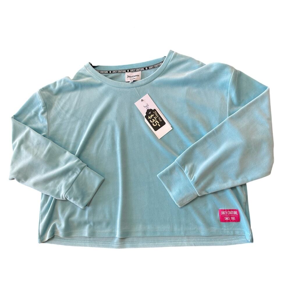 Juicy Couture Velvet Crop Sweatshirt Womens 2X Plus Casual Comfy Loungewear